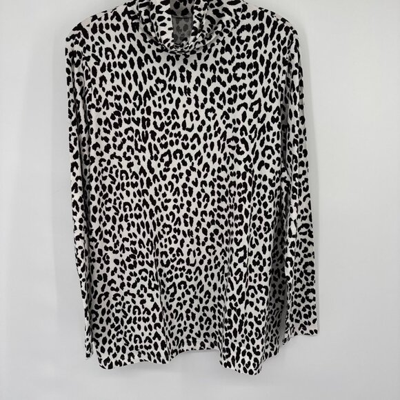 Lands End Womens Leopard Print Long Sleeve Turtleneck Top size 1X shaped fit - Picture 5 of 12
